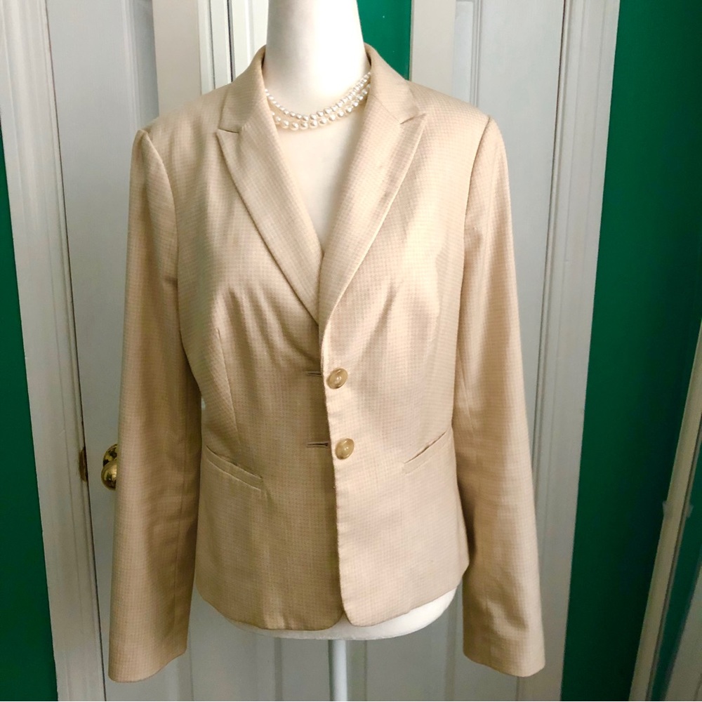 The Limited Cream/Pale Yellow Gingham Blazer Medium
